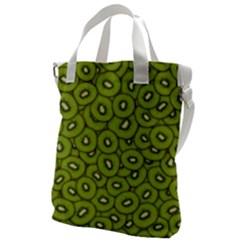 Kiwi Fruit Pattern Green Background Canvas Messenger Bag by Paksenen