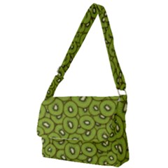 Kiwi Fruit Pattern Green Background Full Print Messenger Bag (s) by Paksenen