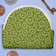 Kiwi Fruit Pattern Green Background Horseshoe Style Canvas Pouch by Paksenen