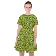 Kiwi Fruit Pattern Green Background Sailor Dress by Paksenen