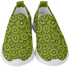 Kiwi Fruit Pattern Green Background Kids  Slip On Sneakers by Paksenen