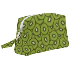 Kiwi Fruit Pattern Green Background Wristlet Pouch Bag (large) by Paksenen