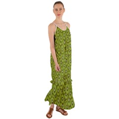 Kiwi Fruit Pattern Green Background Cami Maxi Ruffle Chiffon Dress by Paksenen