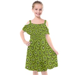 Kiwi Fruit Pattern Green Background Kids  Cut Out Shoulders Chiffon Dress by Paksenen