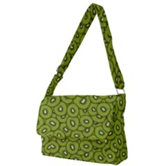 Kiwi Fruit Pattern Green Background Full Print Messenger Bag (l) by Paksenen