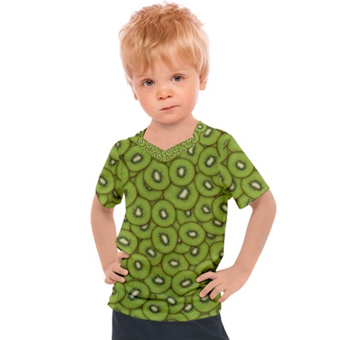 Kiwi Fruit Pattern Green Background Kids  Sports T-shirt by Paksenen