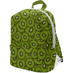 Kiwi Fruit Pattern Green Background Zip Up Backpack by Paksenen