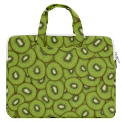 Kiwi Fruit Pattern Green Background Macbook Pro 13  Double Pocket Laptop Bag by Paksenen