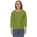 Kiwi Fruit Pattern Green Background Cut Out Wide Sleeve Top View1