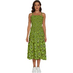 Kiwi Fruit Pattern Green Background Sleeveless Shoulder Straps Boho Dress by Paksenen