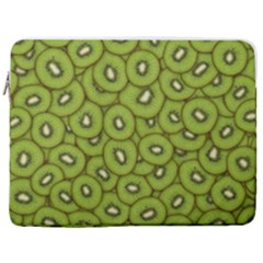 Kiwi Fruit Pattern Green Background 17  Vertical Laptop Sleeve Case With Pocket by Paksenen