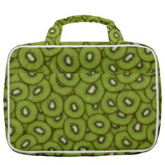 Kiwi Fruit Pattern Green Background Travel Toiletry Bag With Hanging Hook by Paksenen