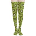 Kiwi Fruit Pattern Green Background Thigh High Stockings View1