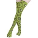 Kiwi Fruit Pattern Green Background Thigh High Stockings View2