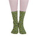 Kiwi Fruit Pattern Green Background Smooth Crew Length Tube Socks View1