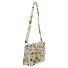 Textile Fabric Tropical Shoulder Bag With Back Zipper by Paksenen