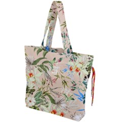 Textile Fabric Tropical Drawstring Tote Bag by Paksenen