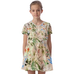 Textile Fabric Tropical Kids  Short Sleeve Pinafore Style Dress by Paksenen