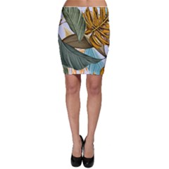 Monstera Palm Leaves Plants Bodycon Skirt by Paksenen