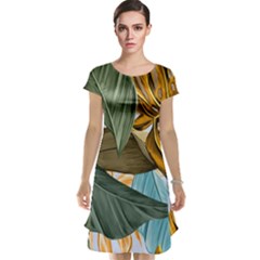 Monstera Palm Leaves Plants Cap Sleeve Nightdress by Paksenen