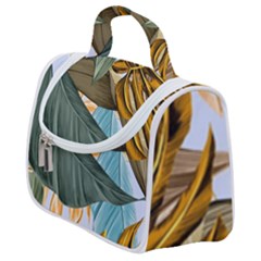 Monstera Palm Leaves Plants Satchel Handbag by Paksenen