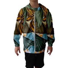 Monstera Palm Leaves Plants Kids  Hooded Windbreaker by Paksenen