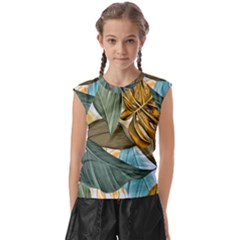 Monstera Palm Leaves Plants Kids  Raglan Cap Sleeve T-shirt by Paksenen