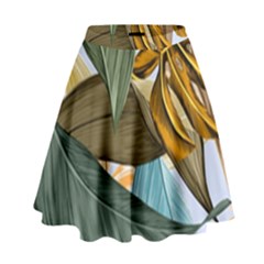 Monstera Palm Leaves Plants High Waist Skirt by Paksenen