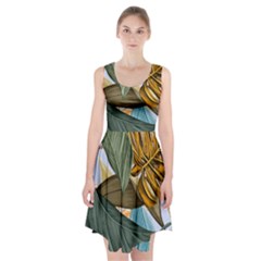 Monstera Palm Leaves Plants Racerback Midi Dress by Paksenen