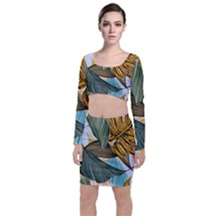 Monstera Palm Leaves Plants Top And Skirt Sets by Paksenen