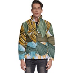 Monstera Palm Leaves Plants Men s Puffer Bubble Jacket Coat by Paksenen