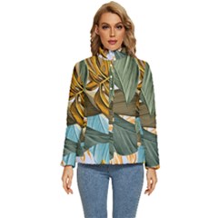 Monstera Palm Leaves Plants Women s Puffer Bubble Jacket Coat by Paksenen