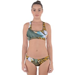 Monstera Palm Leaves Plants Cross Back Hipster Bikini Set by Paksenen