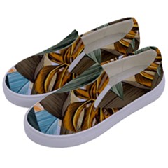 Monstera Palm Leaves Plants Kids  Canvas Slip Ons by Paksenen