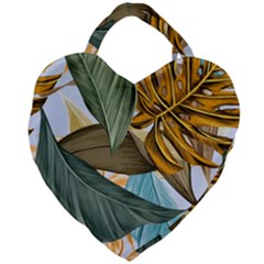 Monstera Palm Leaves Plants Giant Heart Shaped Tote by Paksenen