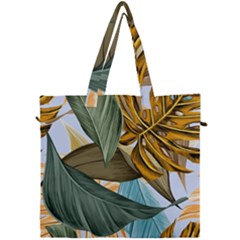 Monstera Palm Leaves Plants Canvas Travel Bag by Paksenen