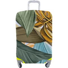 Monstera Palm Leaves Plants Luggage Cover (large) by Paksenen