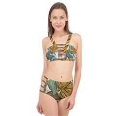 Monstera Palm Leaves Plants Cage Up Bikini Set by Paksenen