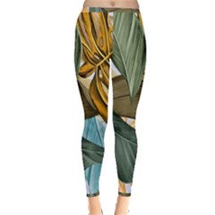 Monstera Palm Leaves Plants Inside Out Leggings by Paksenen