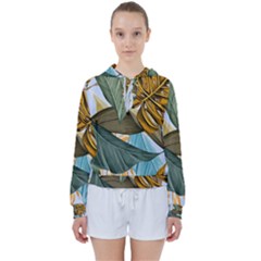 Monstera Palm Leaves Plants Women s Tie Up Sweat