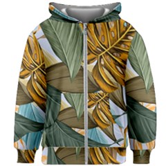 Monstera Palm Leaves Plants Kids  Zipper Hoodie Without Drawstring