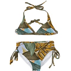 Monstera Palm Leaves Plants Kids  Classic Bikini Set by Paksenen