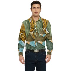 Monstera Palm Leaves Plants Men s Long Sleeve Pocket Shirt  by Paksenen