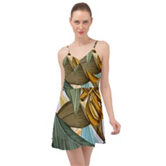 Monstera Palm Leaves Plants Summer Time Chiffon Dress by Paksenen