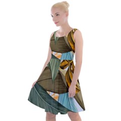 Monstera Palm Leaves Plants Knee Length Skater Dress by Paksenen