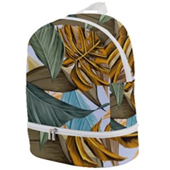 Monstera Palm Leaves Plants Zip Bottom Backpack by Paksenen