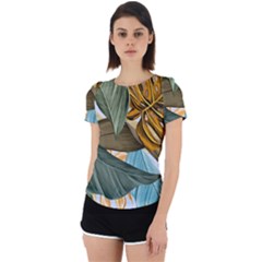 Monstera Palm Leaves Plants Back Cut Out Sport T-shirt by Paksenen