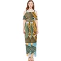 Monstera Palm Leaves Plants Draped Sleeveless Chiffon Jumpsuit View1