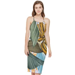 Monstera Palm Leaves Plants Bodycon Cross Back Summer Dress by Paksenen