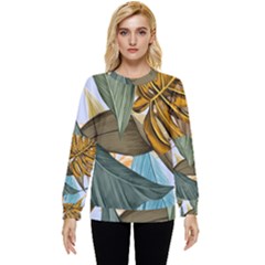 Monstera Palm Leaves Plants Hidden Pocket Sweatshirt